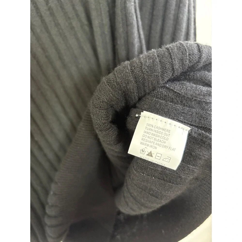 Choix Des Sportifs Cashmere Sweater Mens Large Black Ribbed Knit Crewneck NWT